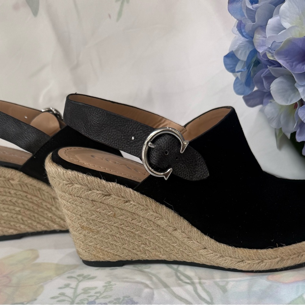 Coach Black Wedge Espadrilles